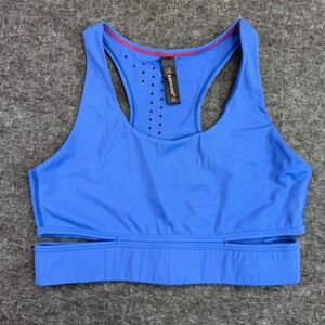 KadyLuxe Sports Bra Women Medium Blue Racerback Laser Cut Out 1905KL